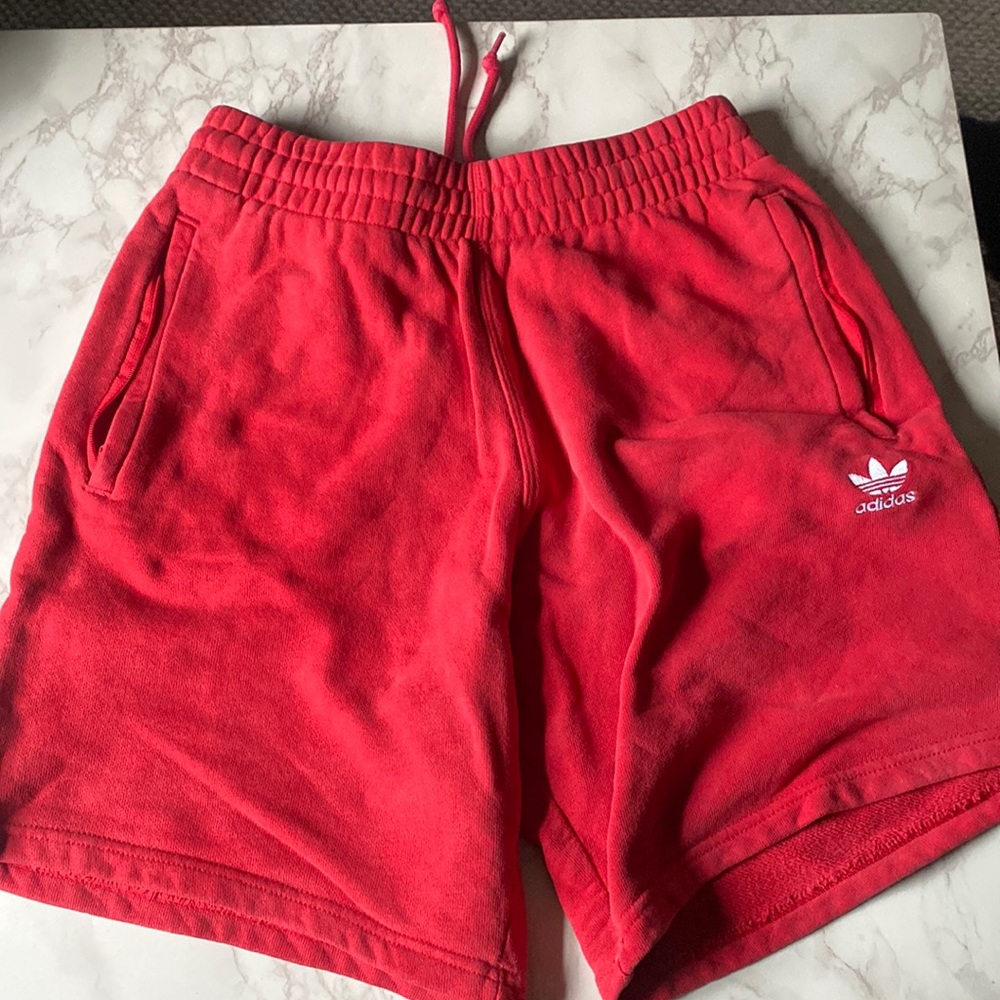 Men’s red Adidas shorts